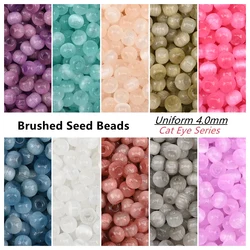 4mm Brushed Cat Eye Glass Czech Beads Translucent Small Craft Beads for Jewelry Making DIY Bracelet Necklace