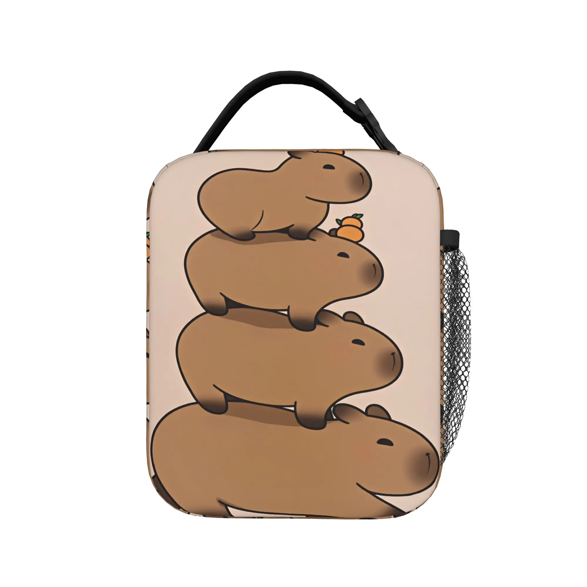 Capybara Cartoon  Lunch Bag  Office Lunch Box For Women Cute Print Tote Food Bags Oxford Portable Zipper Cooler Bag