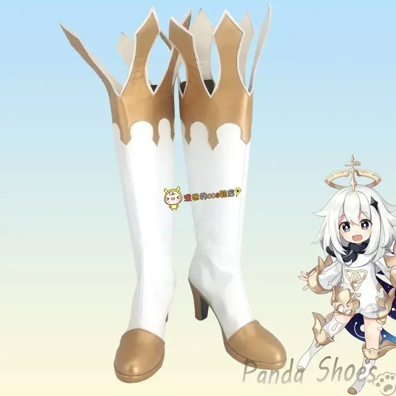 

Genshinimpact Paimon Cosplay Shoes Comic Anime Game Cos Long Boots Paimon Cosplay Costume Prop Shoes for Con Halloween Party