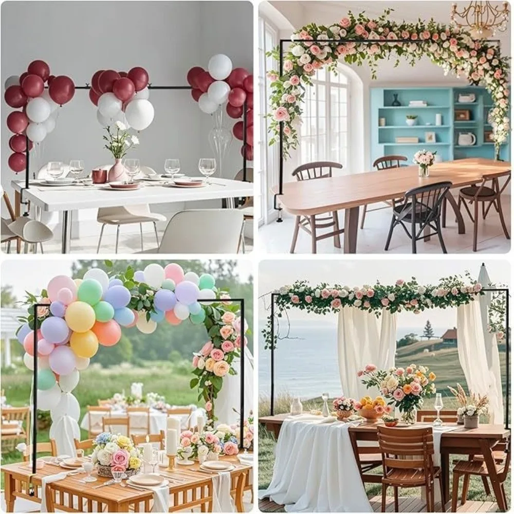 Adjustable Length Over The Table Rod Stand Sturdy Iron Pole Weather-resistant Balloon Arch Stand No-drill Fixed with Clamps