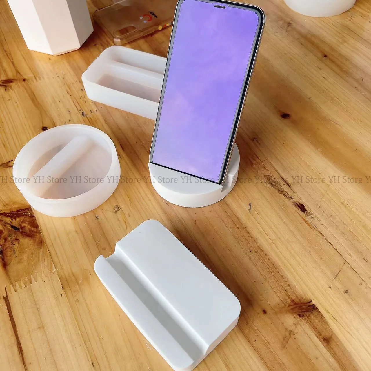 Resin Cellphone Holder Casting Silicone Mould Plaster Crafts Making Tools,Concrete Cement Gypsum iPhone Stands Tray Molds