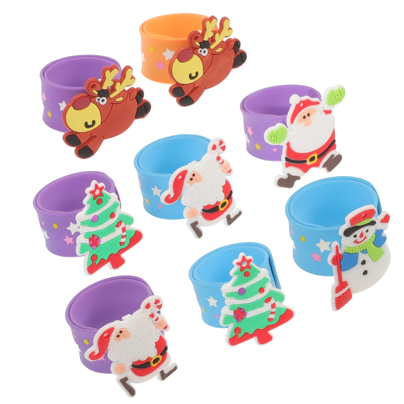 

Alasum 12pcs Christmas Slap Bracelets Santa Design Wristbands for Kids Boys Girls Holiday Party Favors