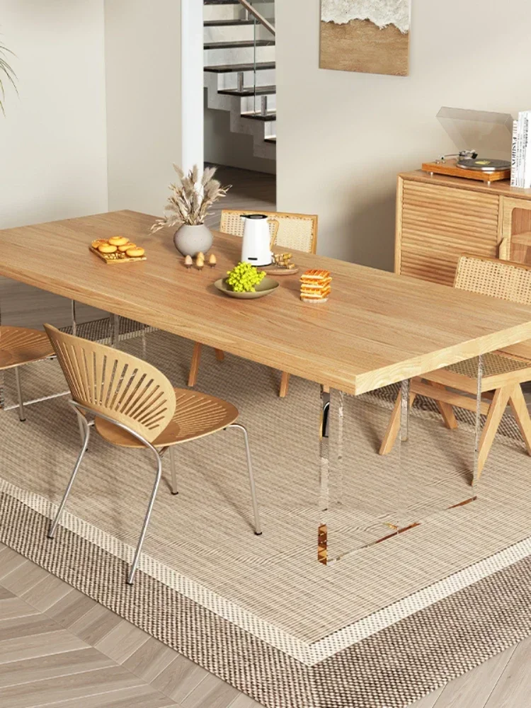 Suspension Dining Table and Chair Small Apartment Home Japanese-Style Solid Wood Rectangular Log Nordic Workbench