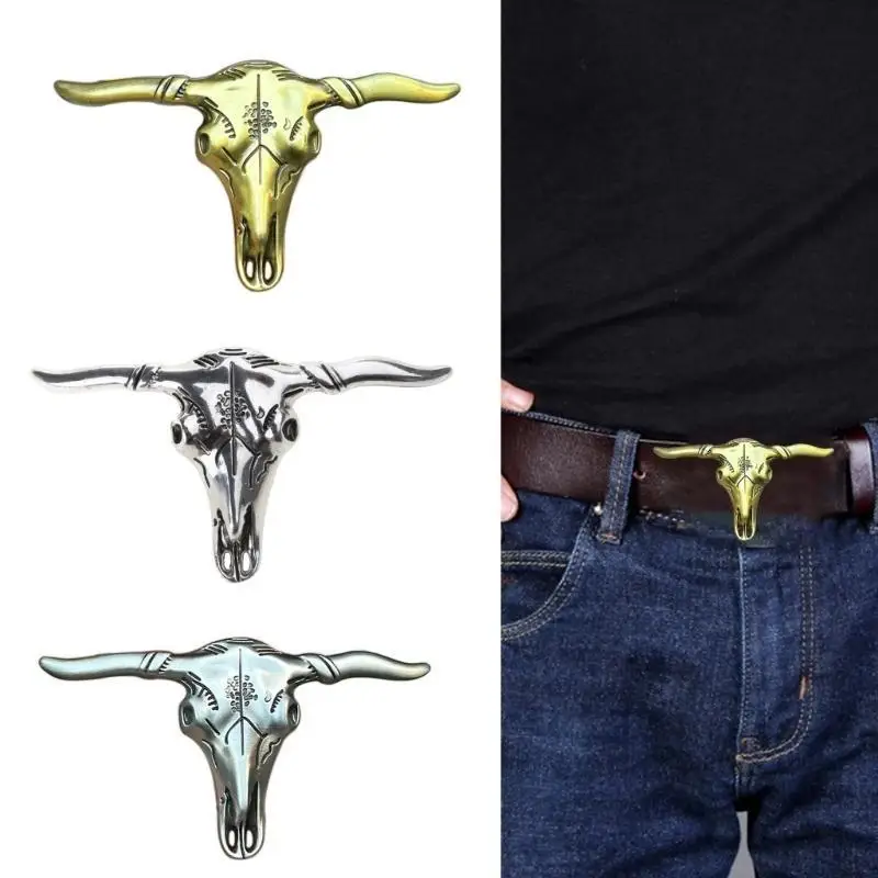 

39BD ковбойская пряжка с черепом быка, металлическая многоцветная индивидуальная пряжка для ремня для DIY