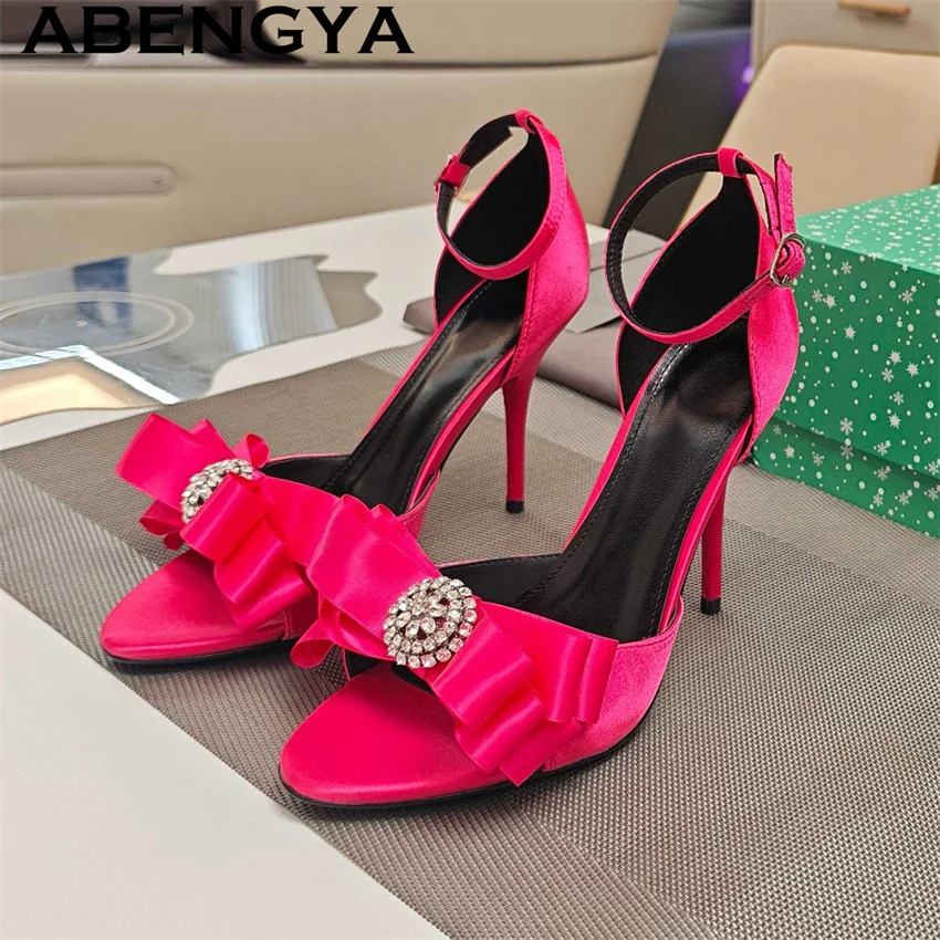 

Trendy New Ankle Strap Stiletto Sandals Woman Open Toe Thin High Heels Sandals Summer Sexy Bride Dress Party Shoes Women