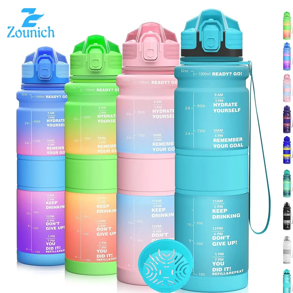 New 500/1000ml Sports Water Bottle BPA Free Portable Leak-proof Shaker bottle Plastic Drinkware Tour Gym Free Shipping items