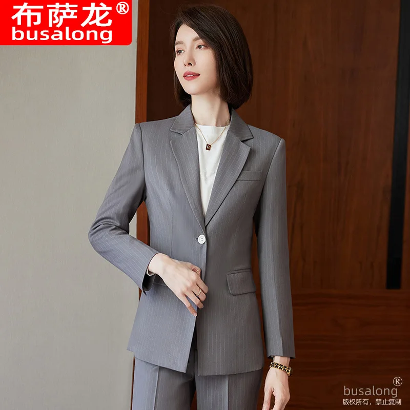 Traje profesional de manga larga para mujer, chaqueta y pantalones, ropa Formal de negocios, conjunto elegante de moda, ropa de trabajo, primavera y otoño, 2023