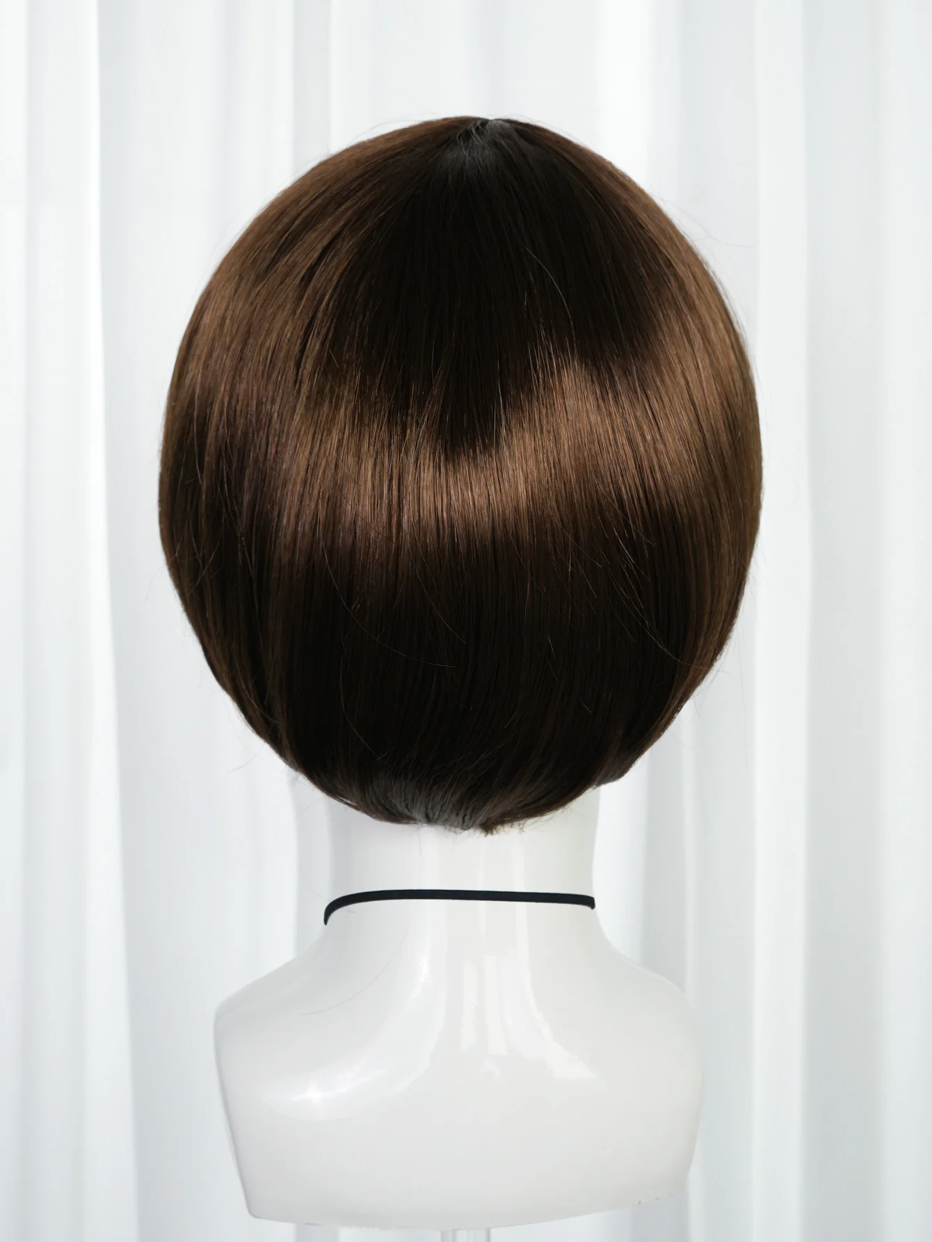 Short Straight Brown Synthetic Hair Bowl Cut Wig Retro Men  For Halloween Theme Party Role Play Dress Up Props