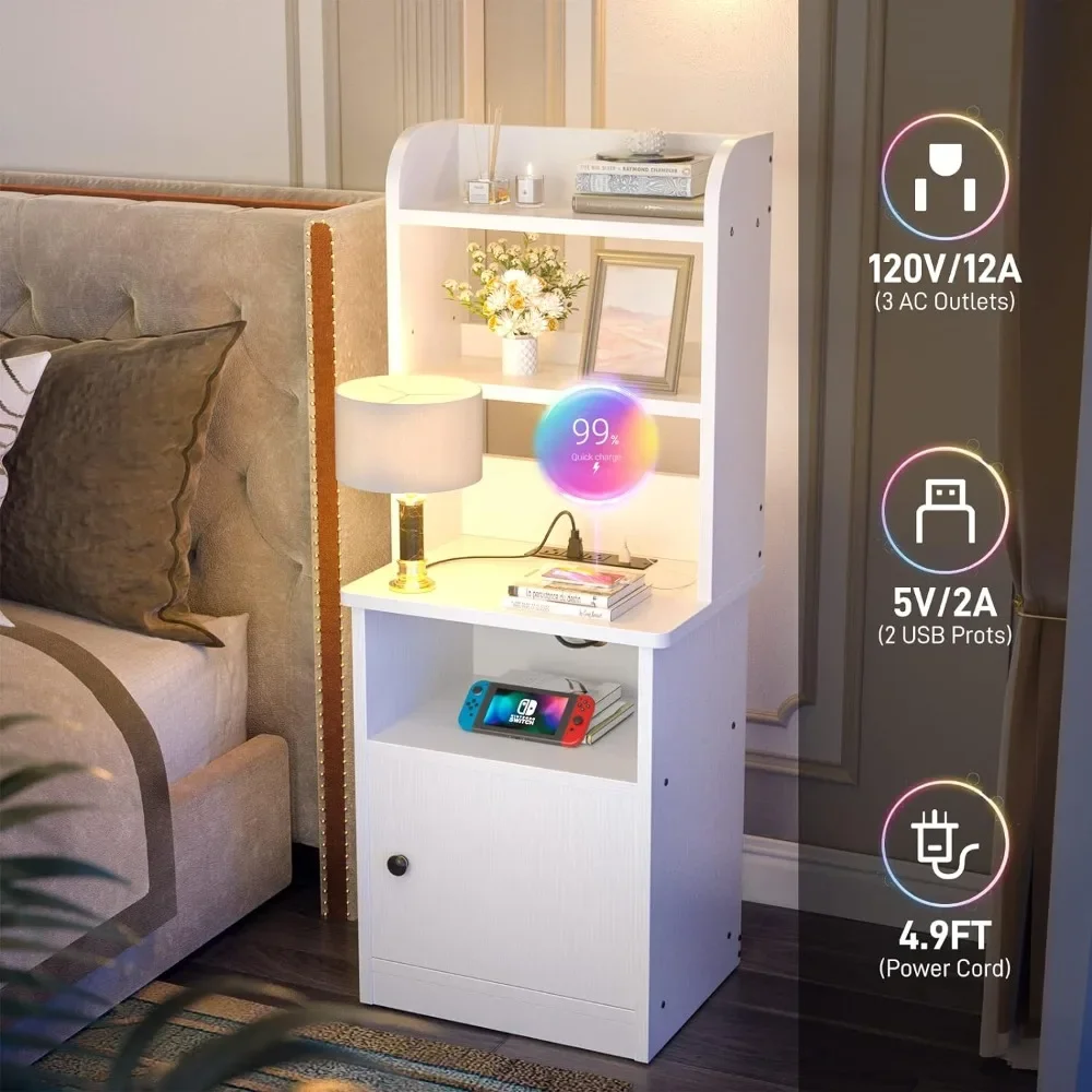 Tall Nightstand with Charging Station and USB Ports - 47