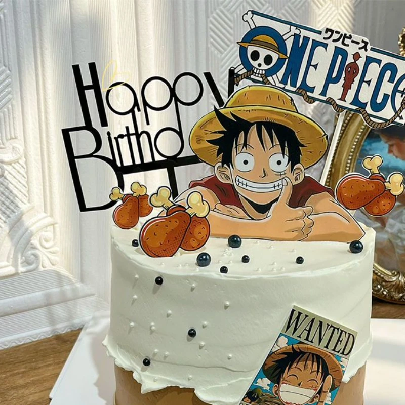 7 шт. ONE PIECE Луффи Топпер для торта Аниме для мальчиков и девочек Украшение торта на день рождения Флаг Прапоры для вечеринок для детей День рождения Baby Shower