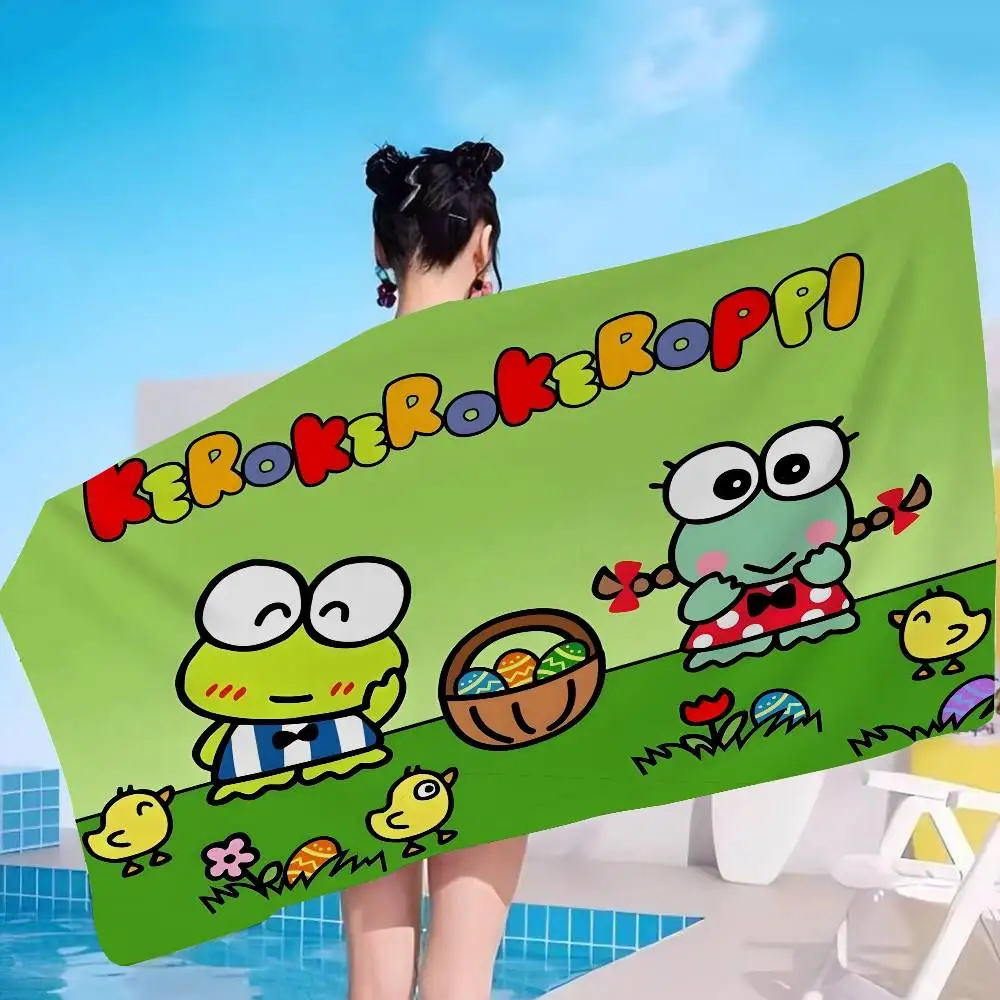 K-Keroppi Cheerful-Aquatic Anime Beach Swimming Towel Soft Absorbent Washcloth Children's Gifts for Kids Travel Camping Gym