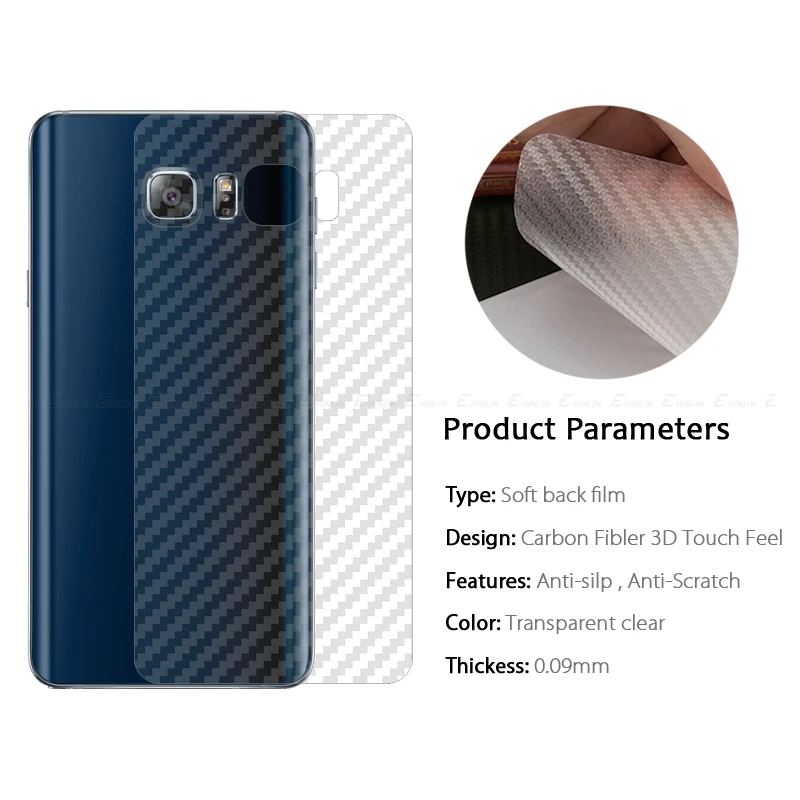 5pcs Carbon Fiber Protective Back Film For Samsung Galaxy S7 Edge S9 S8 S10e Plus Note 9 Rear Screen Protector Not Glass