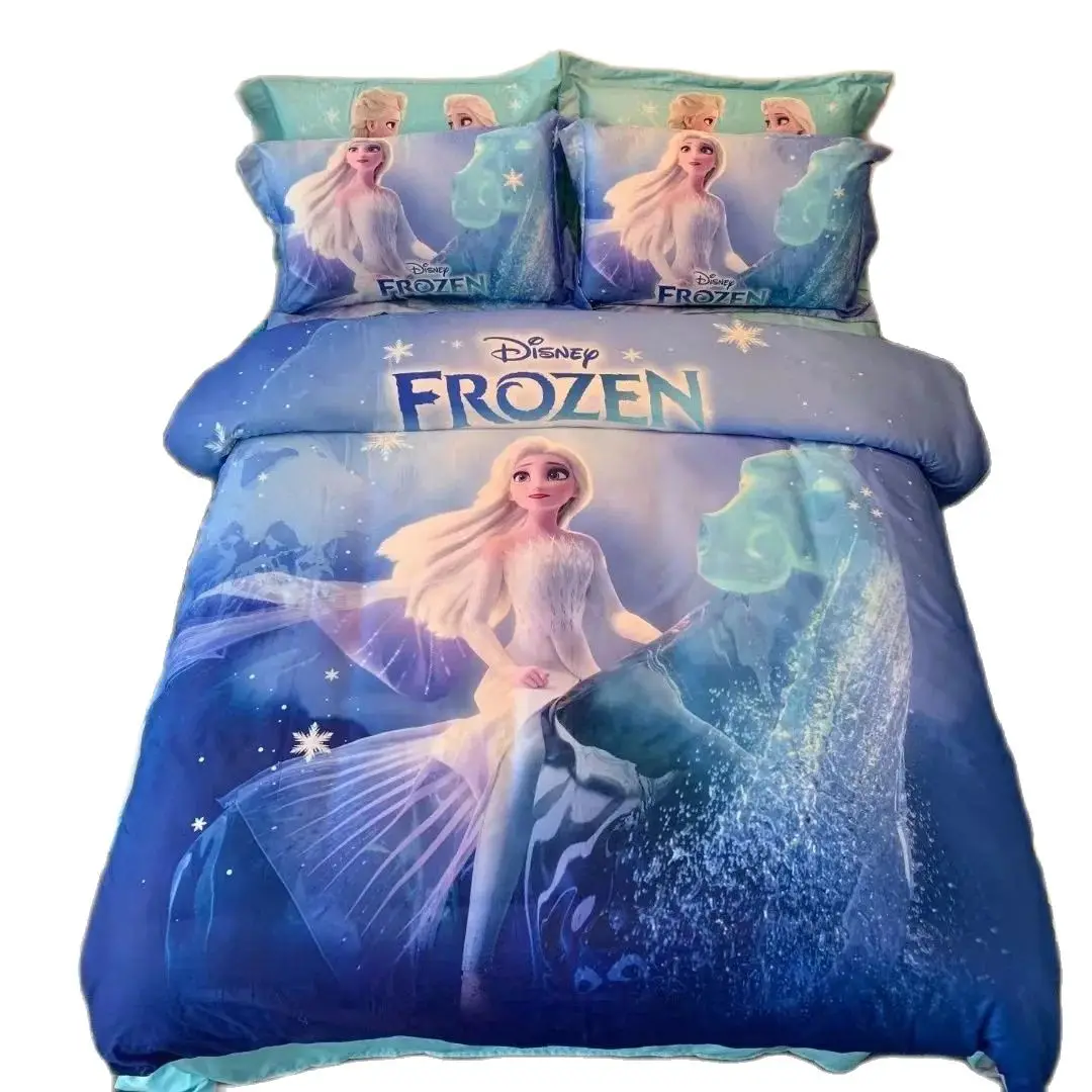 Imagem -05 - Conjuntos de Cama Congelados Disney para Meninos e Meninas Capa de Edredão dos Desenhos Animados Elsa Princesa Solteiro Gêmeo Cama Presentes Bonitos do Feriado