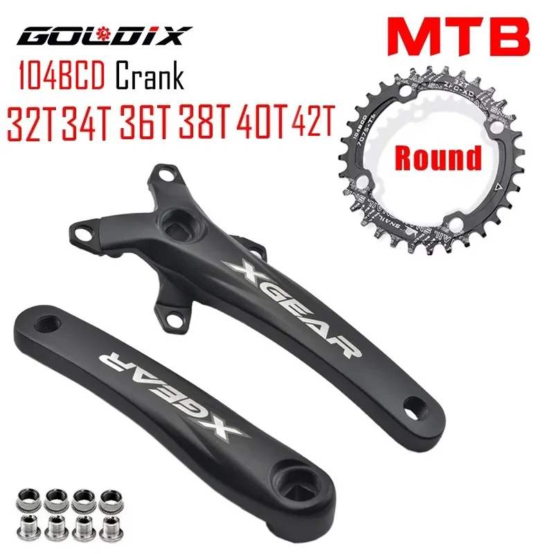 

GOLDIX 104bcd MTB Bicycle Crankset 170mm square bicycle cranks 104 bcd chainring Mountain Bike Square Hole ChainWheel Crankset