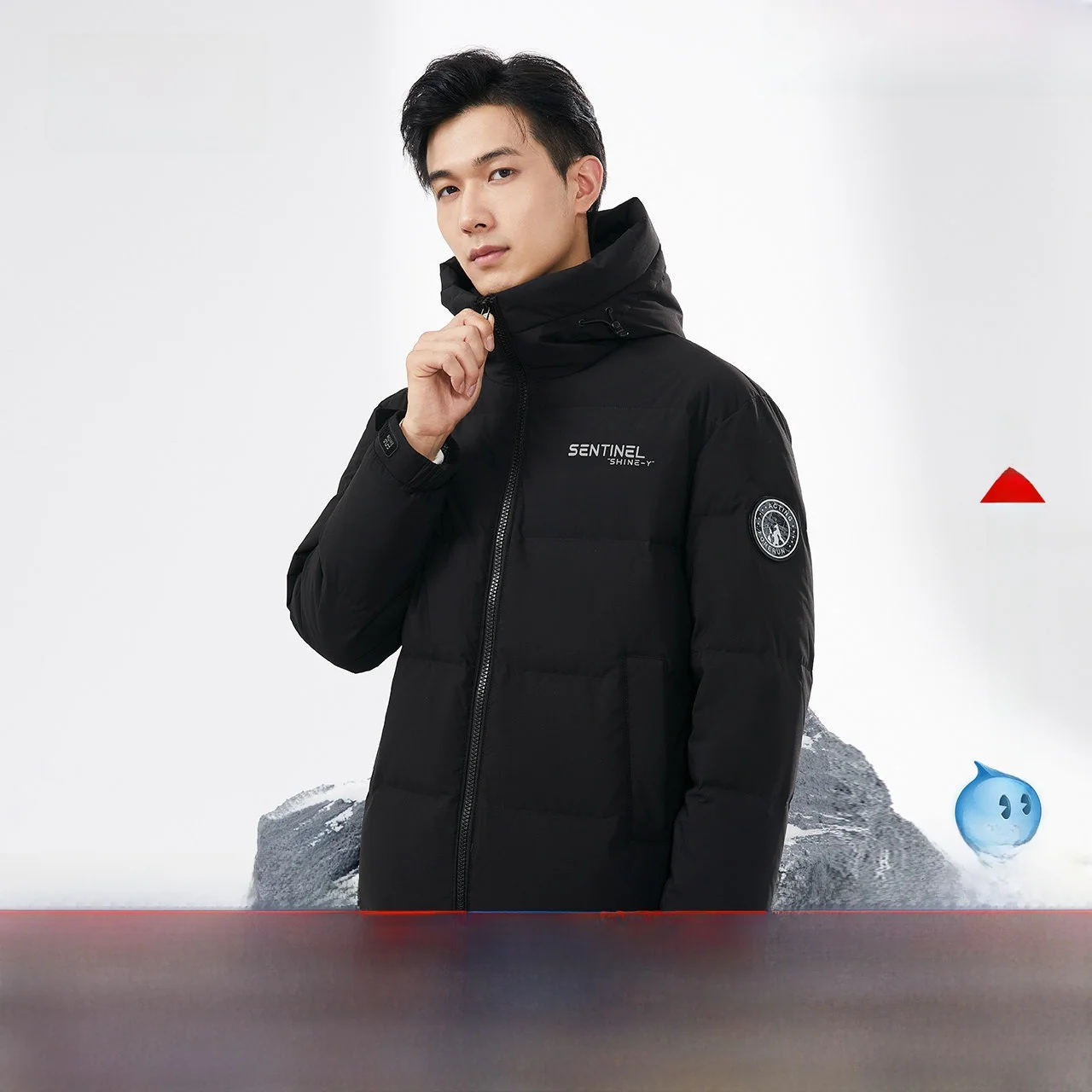 

Новая зимняя утепленная мужская куртка с капюшоном, молодежная модная модель из полиэстера, 100% наполнитель из утиного пуха