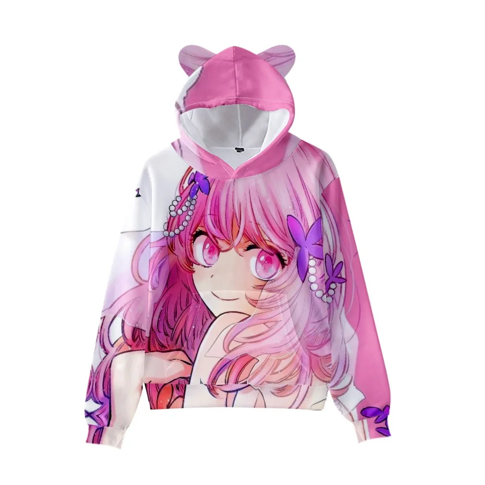 Adorable OSHI NO KO Element Print Cat Ear Hoodie Sweatshirt for Women