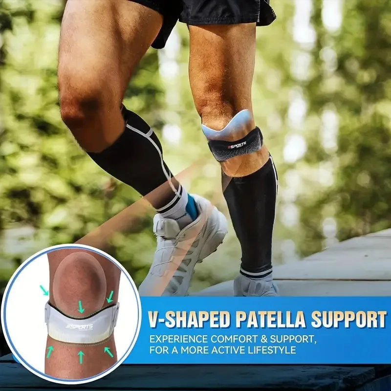 TRALOW Sports Patella Strap Adjustable Knee Brace With Built-In Silicone Gel Padding For Men Women Running Jogging Training