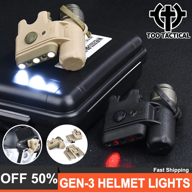 

Tactical Gen3 IFF Helmet Light Set White LED Red Dot Flashlight Outdoor Hunting Survival Safety Signal Lamp Fit Hat 20MM Rail