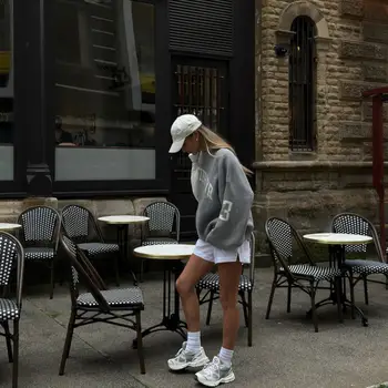 時尚寬鬆字母提花針織套頭衫 女款 2025 秋季新款 高街灰色黑色柔軟毛衣 性感百搭單品 8 最佳銷售 套頭毛衣 - №3