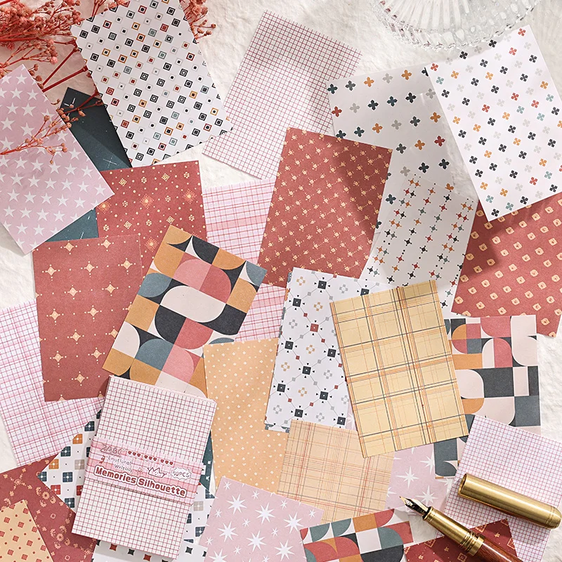 50 pcs Vintage Paper Multi Style Deco Retro Stationery Writing Paper Junk Journal Label Scrapbooking Material Supplies