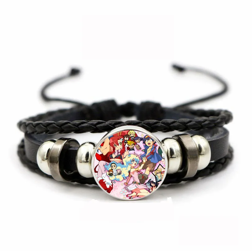 

Teenager Adjustable Wristband Jewelry Leather PU Woven Bracelet Time Gem Wristband For Anime Tengen Toppa Braided Bangle