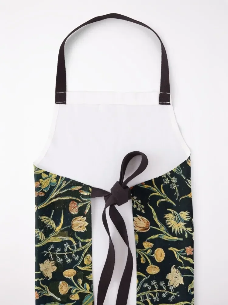 LADY FLORA AMONG FLOWERS Antique Floral Tapestry Apron Waiter Uniforms Nursing Apron