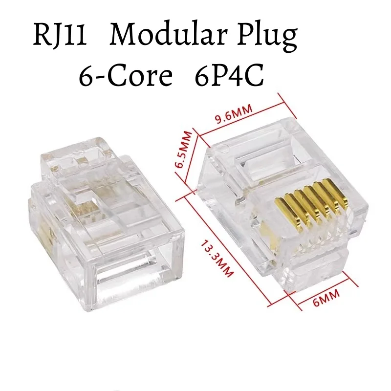 20pcs RJ11 Connectors Plugs Jack telephone connector internet connector Female Socket 4pin6pin8pin Crystal 6P4C/6C/2C 4P4C 8P8C