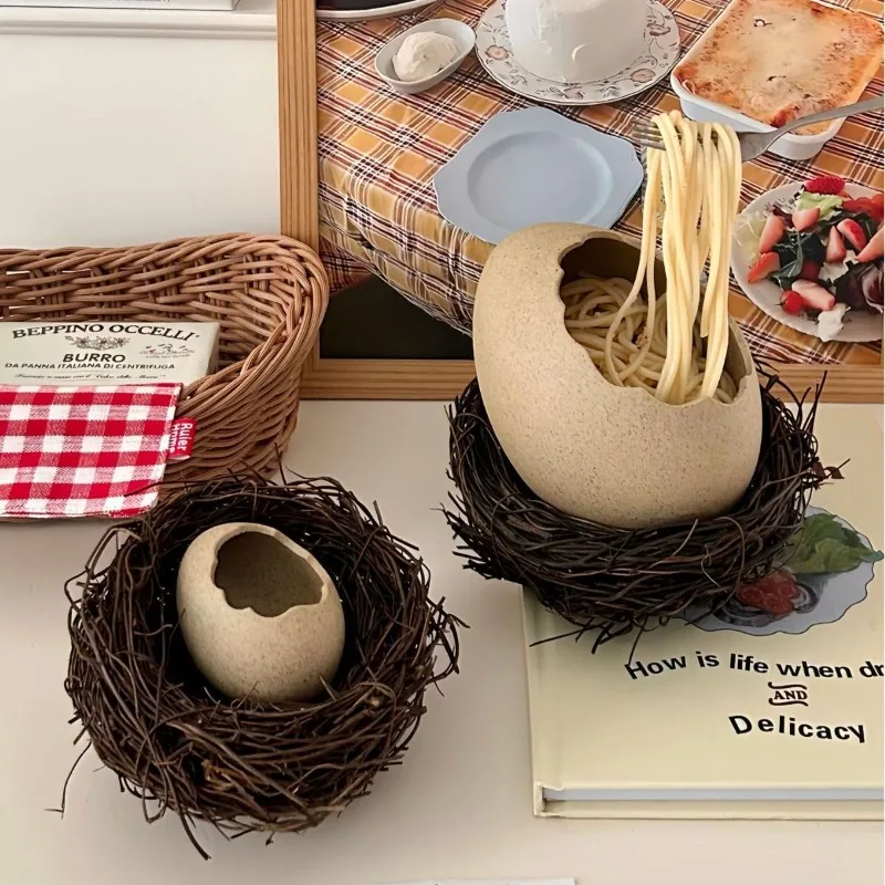 Eggshell Shaped Tableware Creative Birds Nest Bird Nest Dessert Bowls Cold Drink Barbecue Restaurant Instant Noodles Bowl Plates