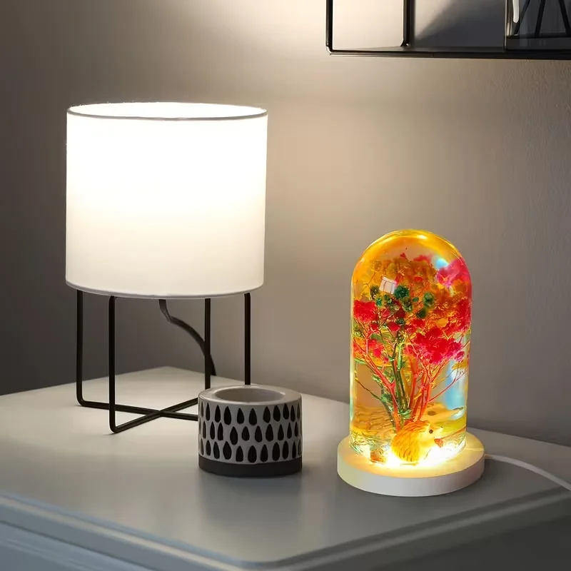 

DIY Crystal Epoxy Resin Mold Led Night Light Ornament Spherical Lamp Holder Cylindrical Silicone Mold