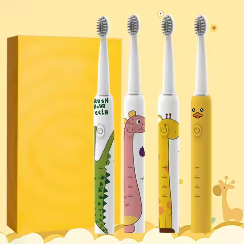 Soft Bristle Children Sonic Electric Toothbrush Cartoon 4pcs Replacement Heads Ultrasonic Bath Toothbrushes Waterproof