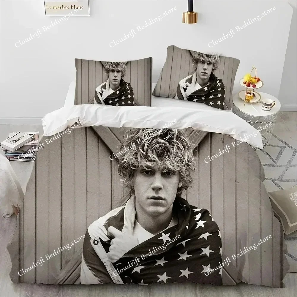 Cute Evan Peters Movie TV Actor Bedding Set Duvet Cover Bed Set Quilt Cover Pillowcase Comforter King Queen Size Boys Adult
