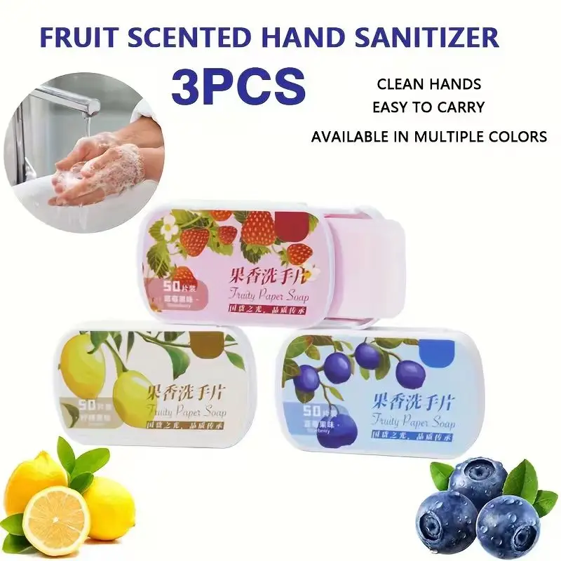 Tabletas de jabón de viaje de 3 uds, tabletas de jabón afrutadas, limpieza transparente profunda, hidrata la piel, portátiles para regalo de manos de negocios y viajes