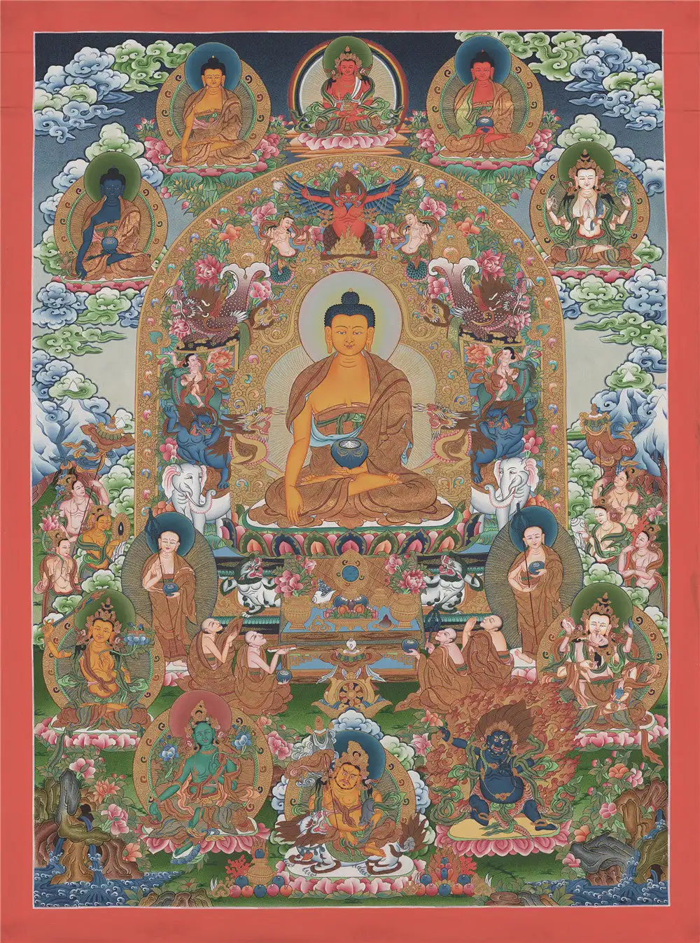 

Shakyamuni Thangka,Gandhanra Tibetan Buddhist Thangka Art,Giclee Printed and Hand Framed,47" × 32"