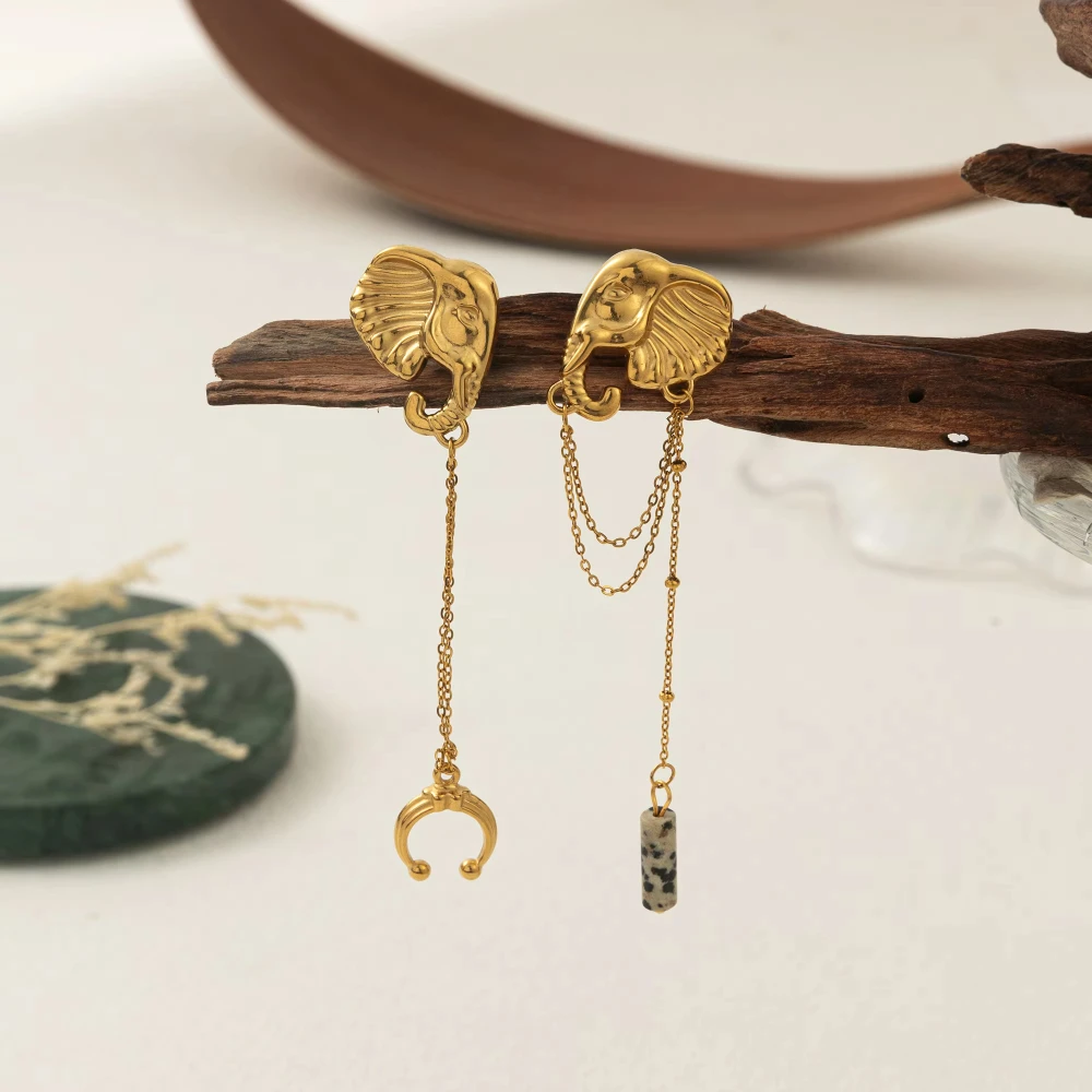 أقراط عصرية للنساء بتصميم متخصص على شكل فيل من الفولاذ المقاوم للصدأ #3