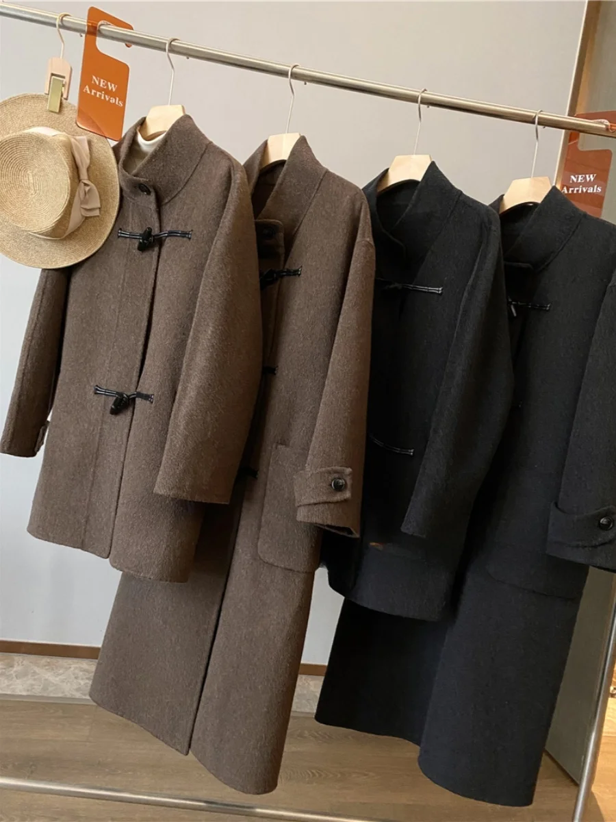 

Deluest винтажное двустороннее шерстяное пальто из австралийской овчины на пуговицах Ape Верхняя одежда Long Sve Luxury Faion женская куртка