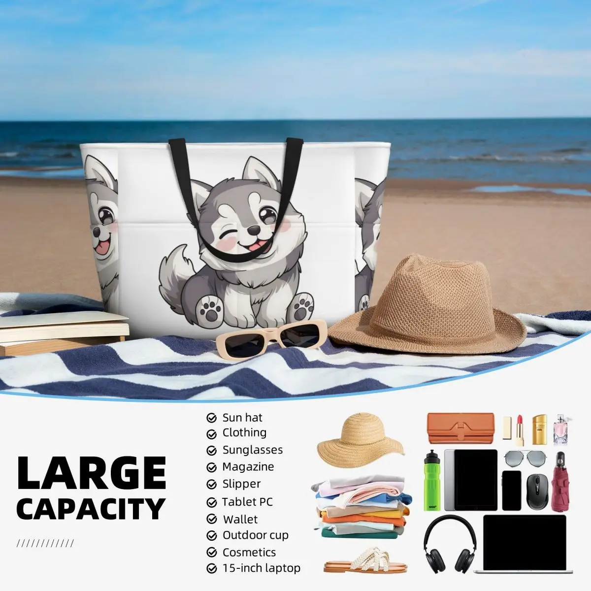 لطيف غمزة Kawaii أجش حقيبة حمل على الشاطئ حقيبة رياضة رياضة اليوغا واق من المطر كبير حمل حقيبة المرأة حقيبة سفر حقيبة اللياقة البدنية