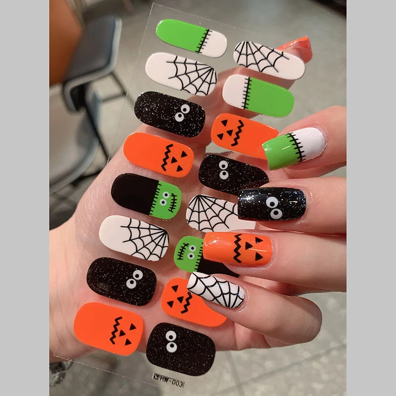 Halloween Series Nail Stickers Spiders Pumpkins Puppets Skeletons Dark Cold Styles European American Fashion Nail Decorations