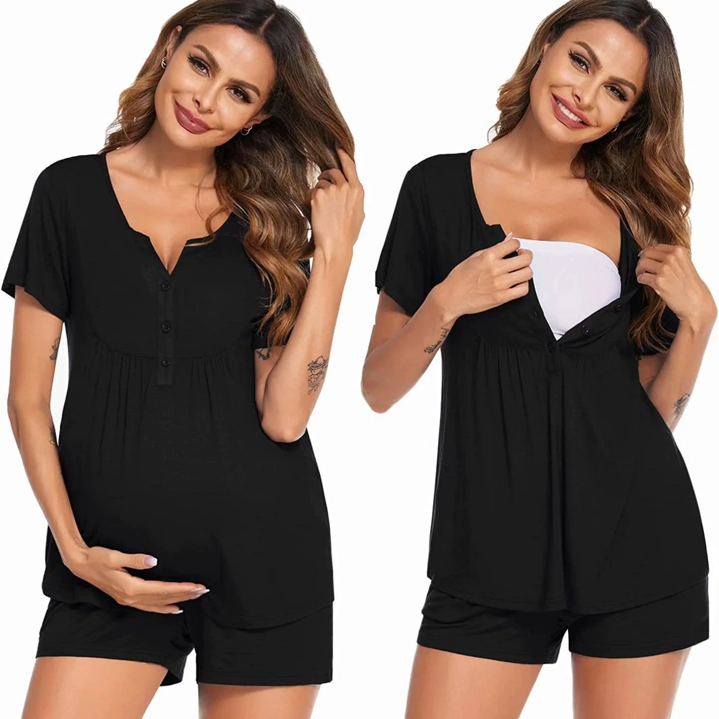 

2026 Maternity Nursing Pajama Set Adjustable Elastic Loungewear Soft Sleepwear for Pregnant Women