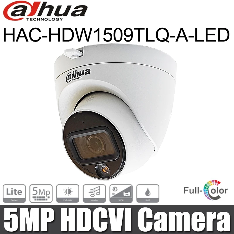 Original Dahua HAC-HDW1509TLQ-A-LED 5MP Full-color HDCVI Quick-to-install Eyeball Camera Security IP67 Built-in MIC Dome Camera