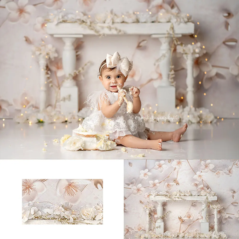 

Persephone Backdrop Pink Floral Kids Baby 1st Birthday Photocall Decors Child Girls Adult Cake Smash Photography Backgrounds