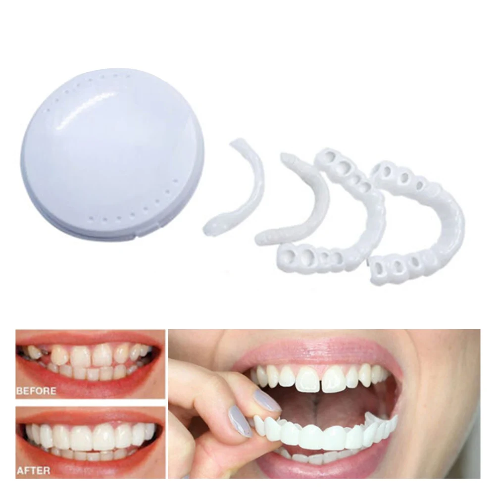 Silicone Upper Fake Teeth SimulationGutta Percha Braces Healthy Creative Tooth Cover White Tools And Lower False Smiling Veneers