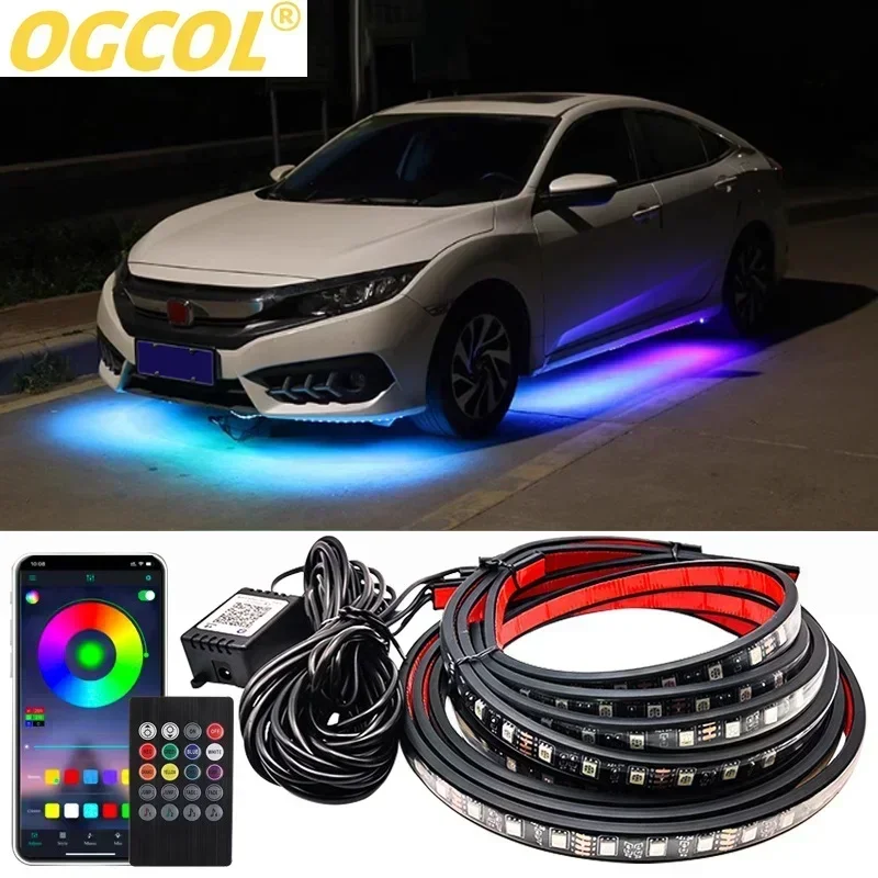 Colorful Car Chassis Light Underglow Atmosphere Lamp Music Sync Flexible Lamps Modification RGB Lights Strip APP Remote Control