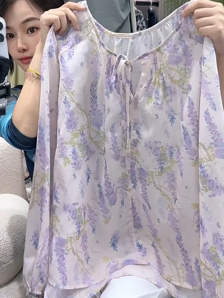 

Летний топ с цветочным принтом, новый, больших размеров, модный, универсальный, с эффектом похудения, в европейском стиле.