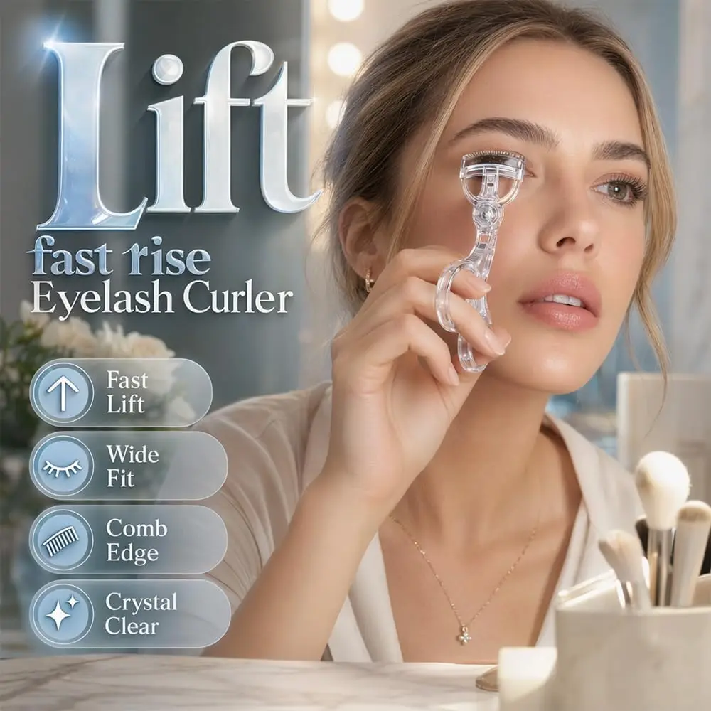 Dual-Type Eyelash Curler with Comb – Wide & Partial Clip Options, Waterproof, Long-Lasting, Natural Curl, Unisex Certified