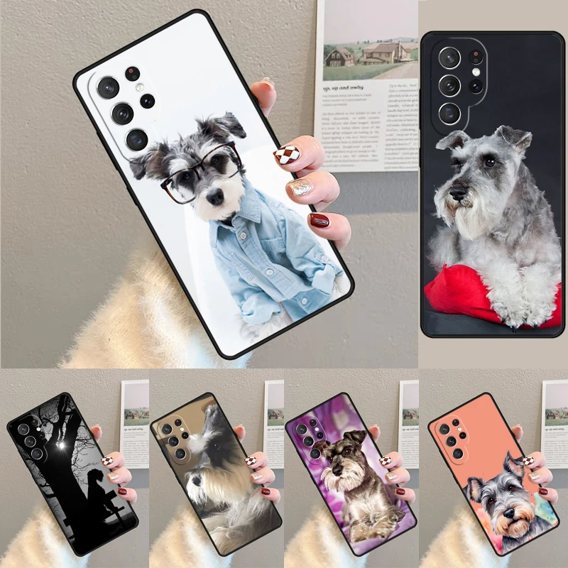 Cover For Samsung Galaxy S24 Ultra S21 S22 S8 S9 S10E Note 10 20 Plus FE S23 Miniature Schnauzer Puppy Dog Phone case Coque