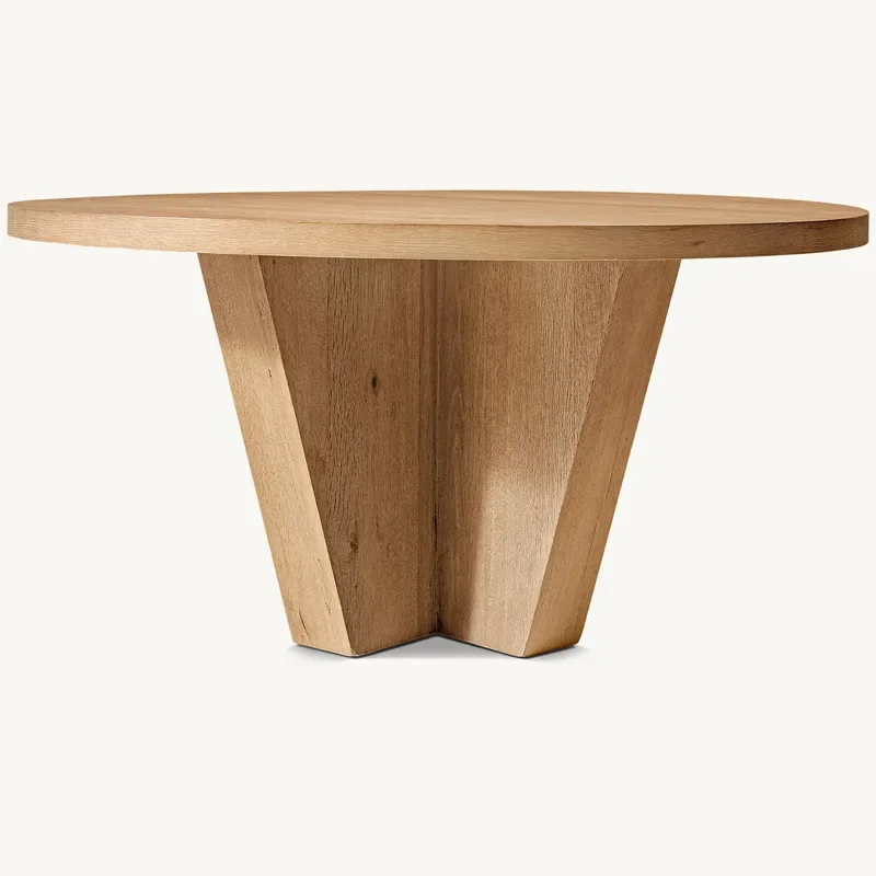 

Solid wood household round dining table American RH furniture rural retro dining table villa tea negotiation
