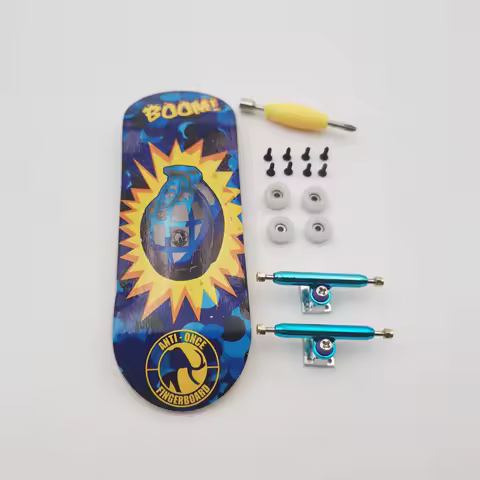 34mm Fingerboard Complete Set Real Wear Graphic Deck with New Truck CNC Wheels for Professional Finger Skateboard