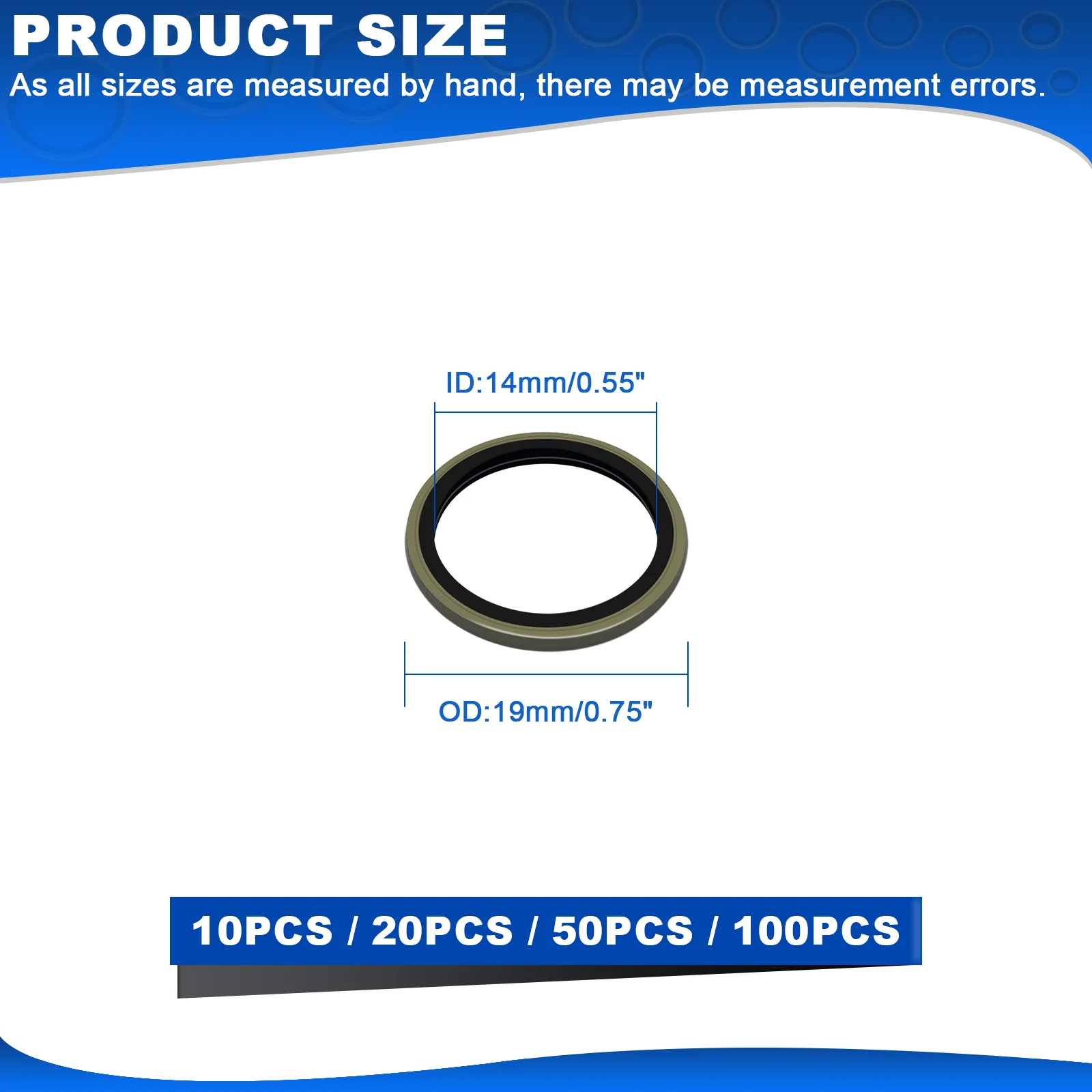 Bonded Seal Washer, NBR Metric Metal Automotive Sealing Washers, M14 Self-Centred Sealing Rubber Gasket 10PCS 20PCS 50PCS 100PCS