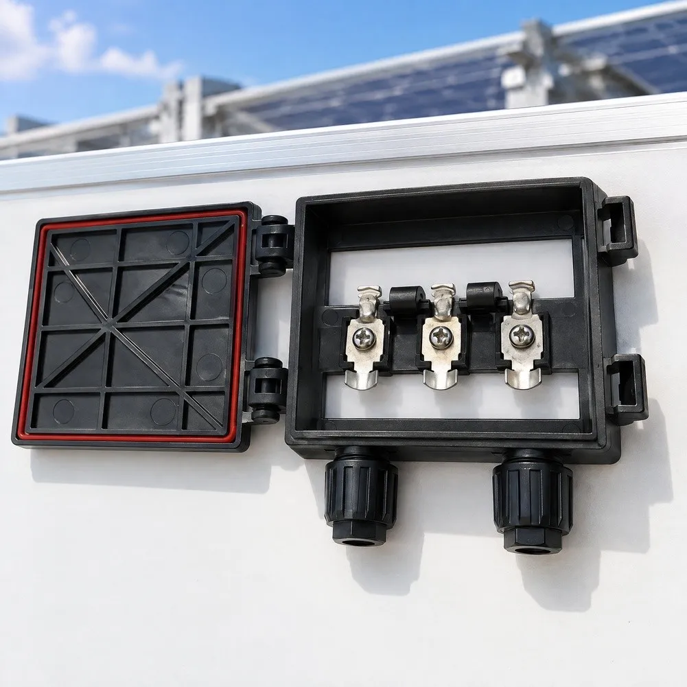 6.5A Solar Junction Box For 50W-120W PV Modules, IP65 Waterproof ABS Enclosure With Diodes, 1000V DC Rated For Panel Systems