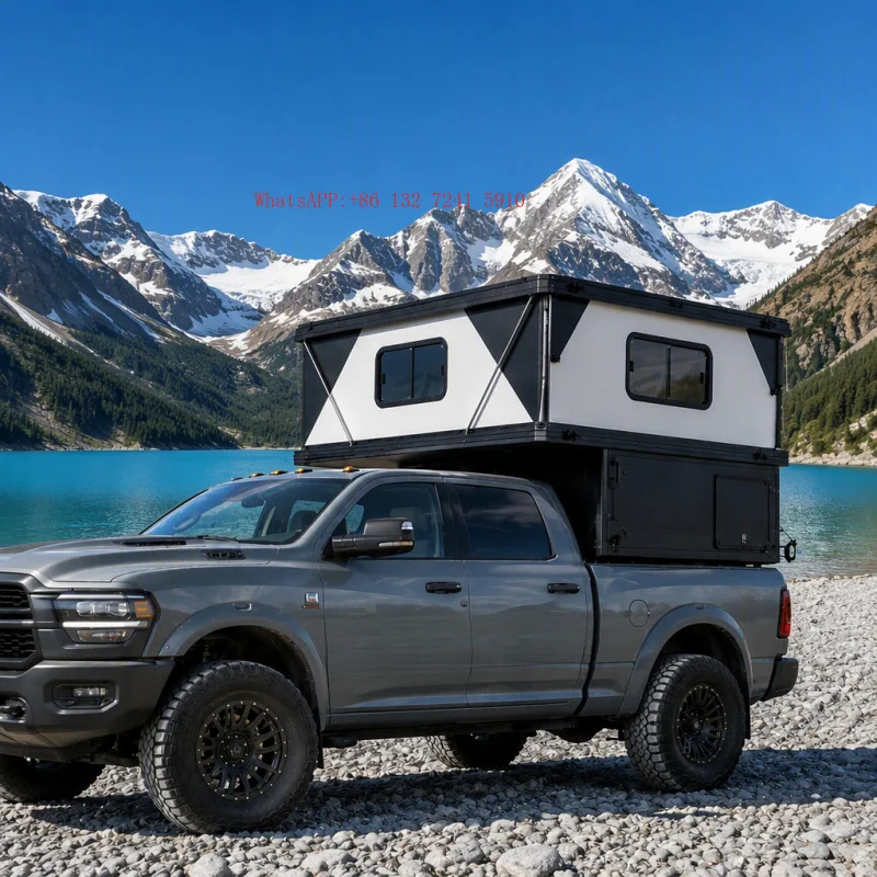 Hard Sided Pop up for Pickup Truck Aluminum Overland Truck Camper Hard Top Rooftop Tent